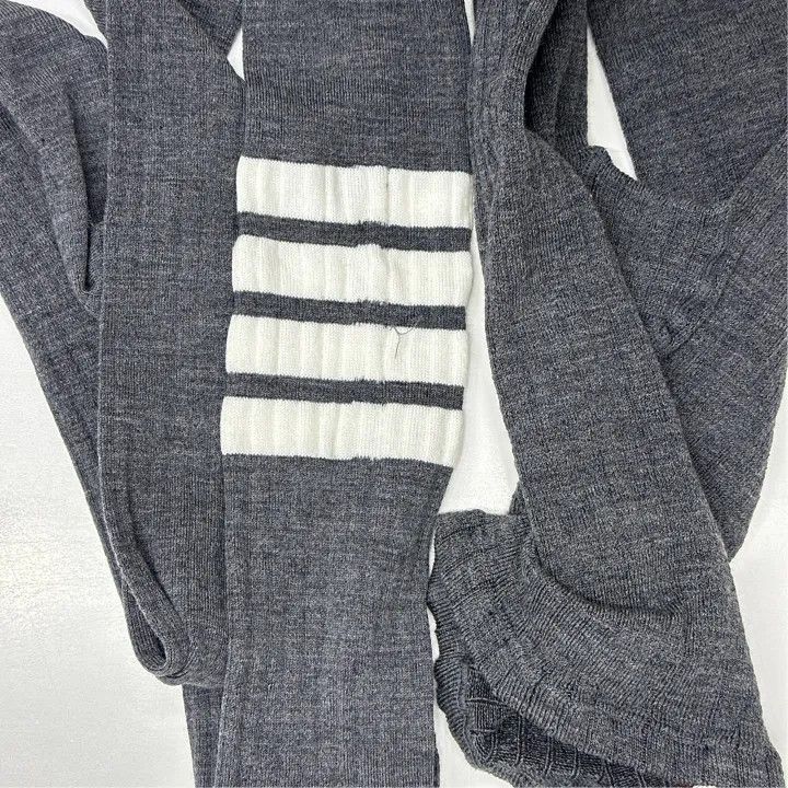 Thom Browne Thom Browne Gray Striped Tights for Women 0079 Size 22" - 3 Thumbnail