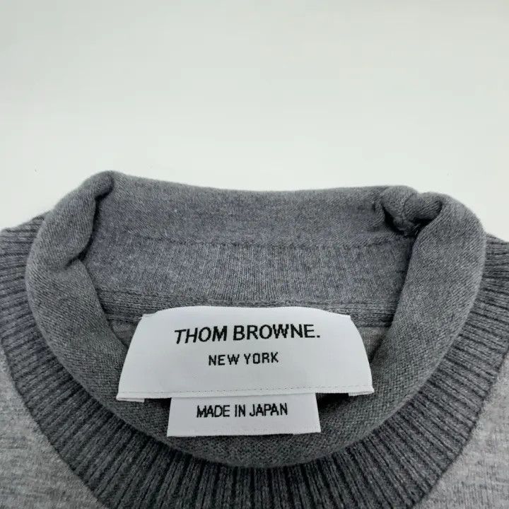 Thom Browne Thom Browne Gray Ribbed Cotton T-Shirt 0079 Size S / US 4 / IT 40 - 4 Thumbnail