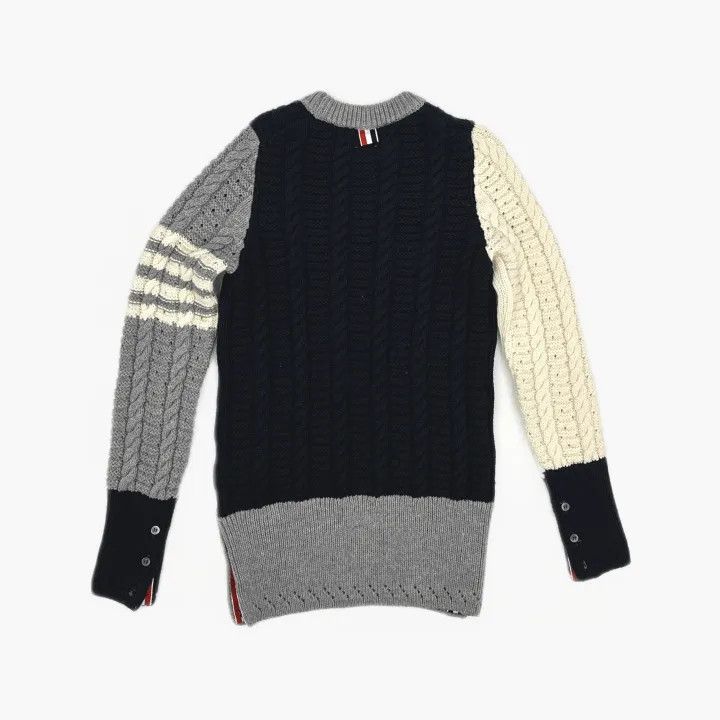 Thom Browne Thom Browne Color Blocked Cable Knit Sweater 0079 Size S / US 4 / IT 40 - 3 Thumbnail