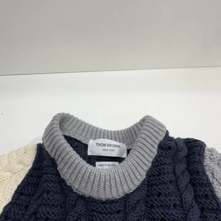 Thom Browne Thom Browne Color Blocked Cable Knit Sweater 0079 Size S / US 4 / IT 40 - 7 Thumbnail