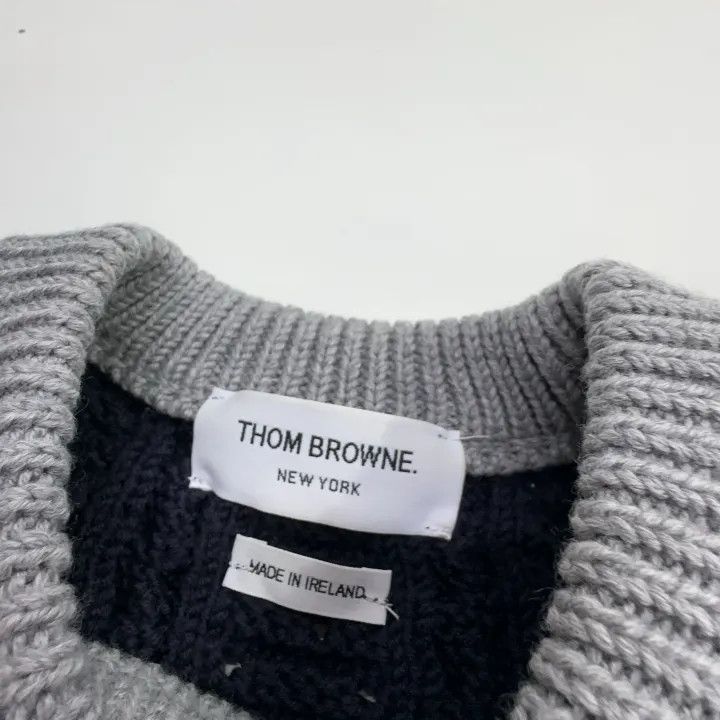 Thom Browne Thom Browne Color Blocked Cable Knit Sweater 0079 Size S / US 4 / IT 40 - 6 Thumbnail
