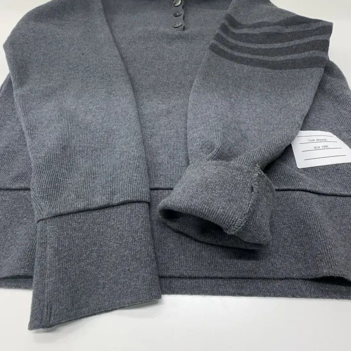 Thom Browne Thom Browne Women's Solid Grey Casual Sweater 0079 Size M / US 6-8 / IT 42-44 - 9 Thumbnail