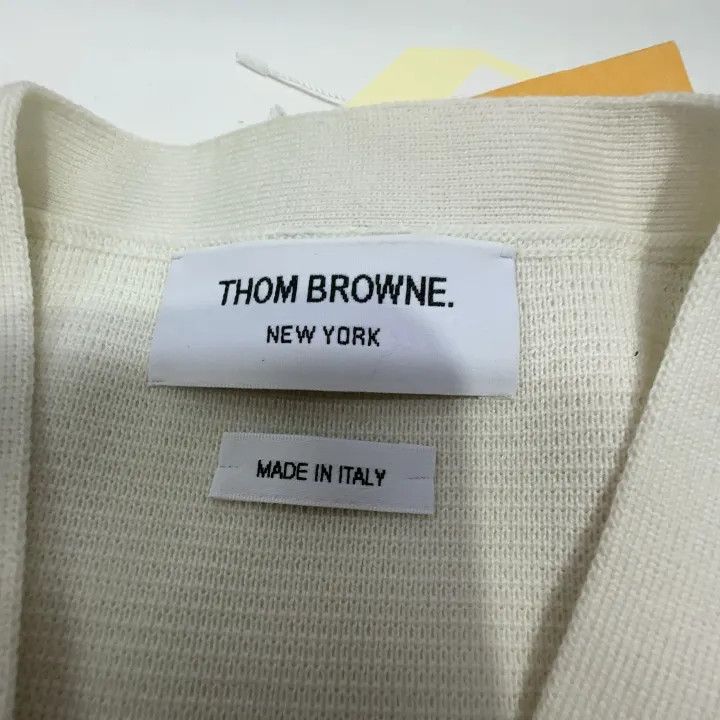Thom Browne Thom Browne White Merino Wool Cardigan 0079 Size M / US 6-8 / IT 42-44 - 4 Thumbnail