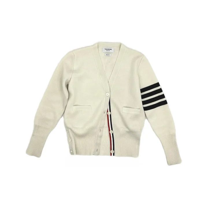 Thom Browne Thom Browne White Merino Wool Cardigan 0079 Size M / US 6-8 / IT 42-44 - 2 Thumbnail