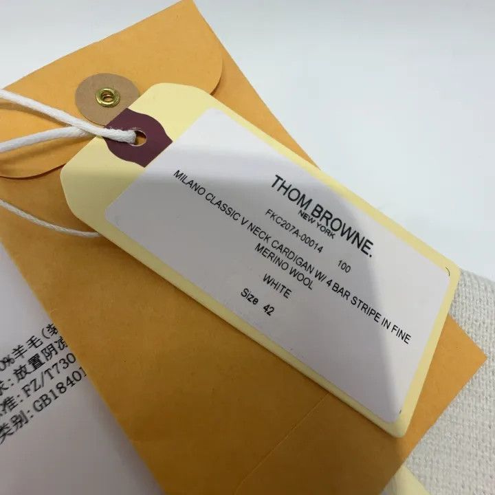 Thom Browne Thom Browne White Merino Wool Cardigan 0079 Size M / US 6-8 / IT 42-44 - 5 Thumbnail