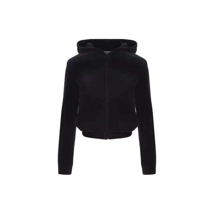 Balenciaga Balenciaga Velvet Zip Hoodie with Logo 0079 Size L / US 10 / IT 46 - 2 Thumbnail