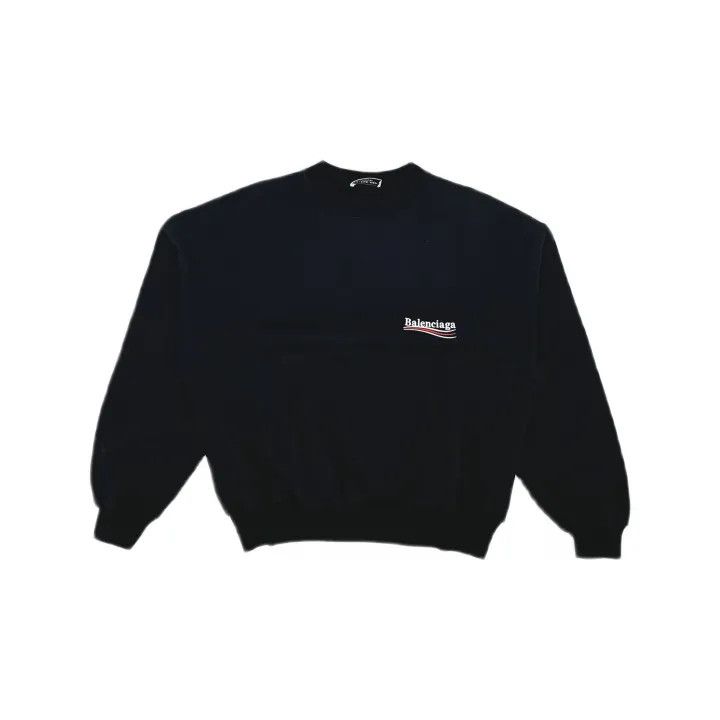 Balenciaga Balenciaga Black Logo Embroidered Sweatshirt 0079 Size S / US 4 / IT 40 - 2 Thumbnail