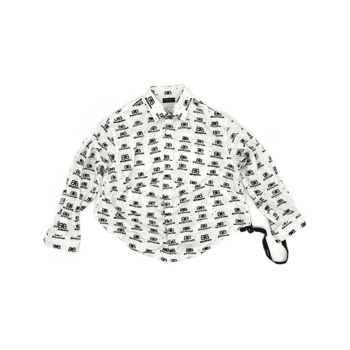 Balenciaga Balenciaga Printed Logo Long Sleeve Shirt 0079 Size S / US 4 / IT 40 - 2 Thumbnail
