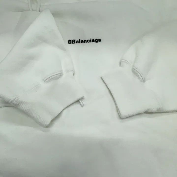 Balenciaga Balenciaga White Logo Cotton Hoodie for Women 0079 Size S / US 4 / IT 40 - 11 Thumbnail