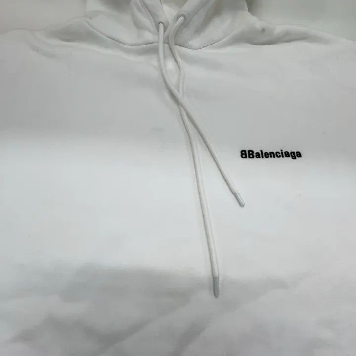 Balenciaga Balenciaga White Logo Cotton Hoodie for Women 0079 Size S / US 4 / IT 40 - 9 Thumbnail