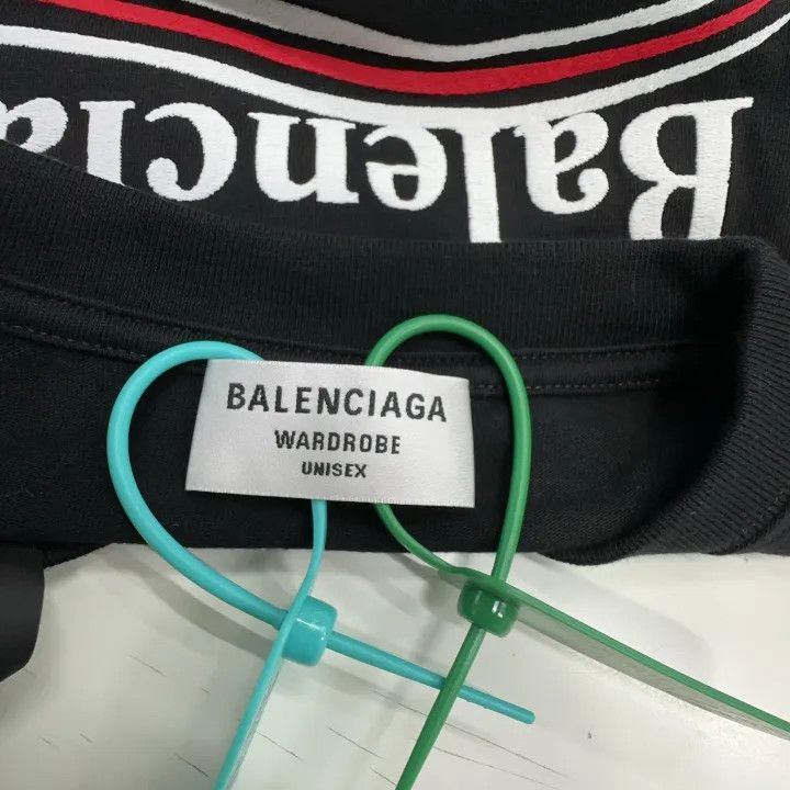 Balenciaga Balenciaga SS22 Logo Embroidered Black T-Shirt 0079 Size XS / US 0-2 / IT 36-38 - 2 Thumbnail