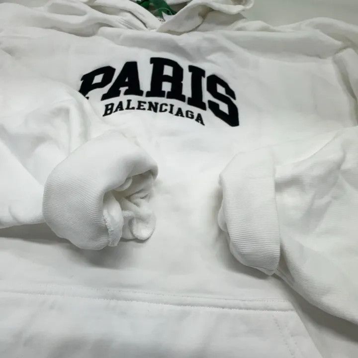 Balenciaga Balenciaga White Logo Hoodie for Women 0079 Size S / US 4 / IT 40 - 9 Thumbnail