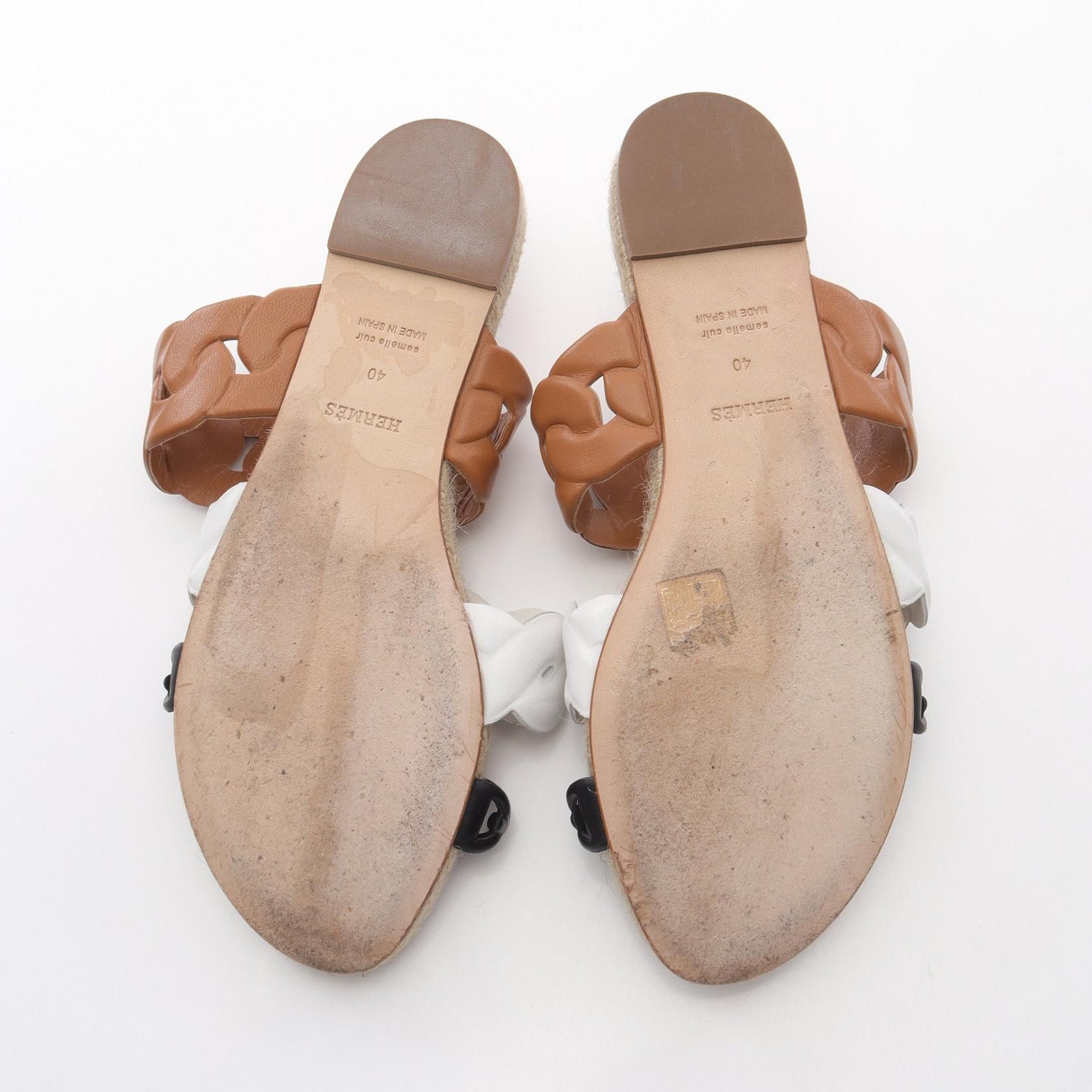 Hermes Hermes Hermes Gwen Leather Sandals Leather Shoes Size ONE SIZE - 4 Thumbnail