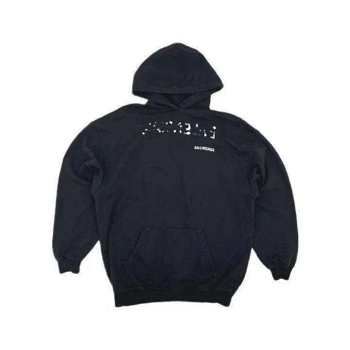 Balenciaga Balenciaga Black Logo Print Oversized Hoodie 0079 Size XS / US 0-2 / IT 36-38 - 2 Thumbnail