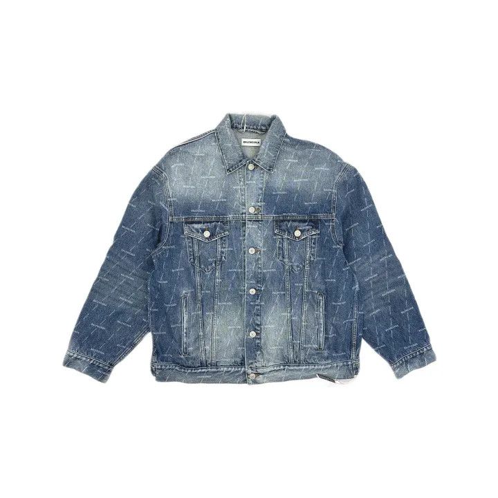 Balenciaga Balenciaga Letter Print Denim Jacket for Women 0079 Size S / US 4 / IT 40 - 2 Thumbnail