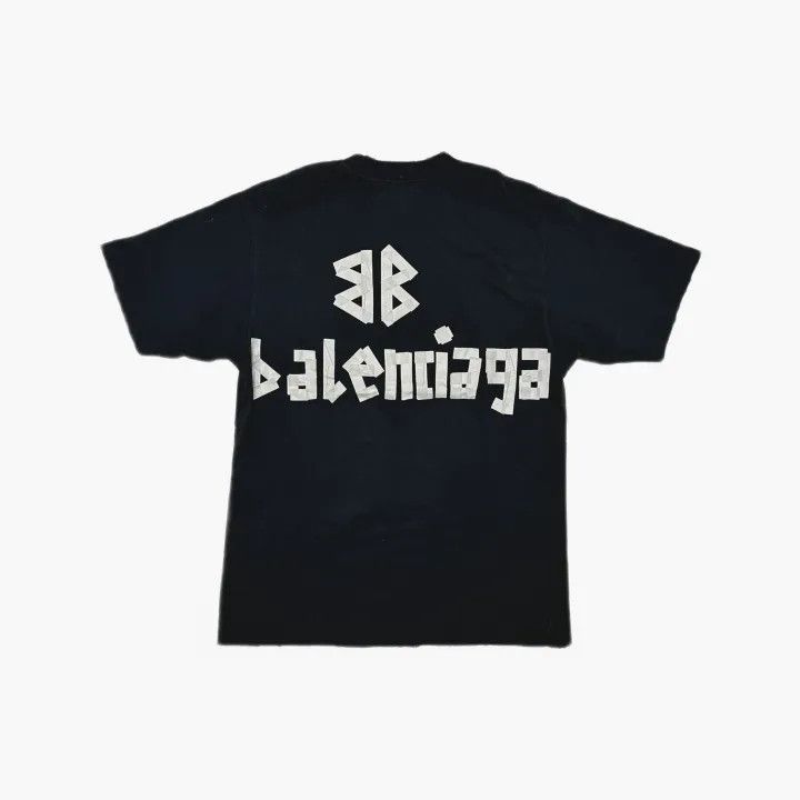 Balenciaga Balenciaga Black Logo Print Short Sleeve T-Shirt 0079 Size XS / US 0-2 / IT 36-38 - 3 Thumbnail