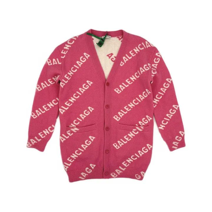 Balenciaga Balenciaga Pink Wool Knit Cardigan for Women 0079 Size S / US 4 / IT 40 - 2 Thumbnail