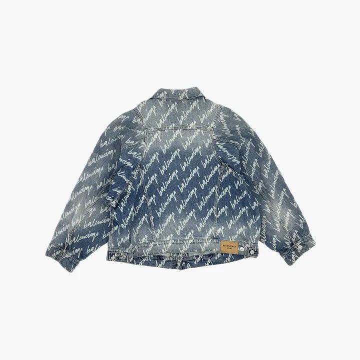 Balenciaga Balenciaga Logo Printed Denim Jacket 0079 Size S / US 4 / IT 40 - 3 Thumbnail