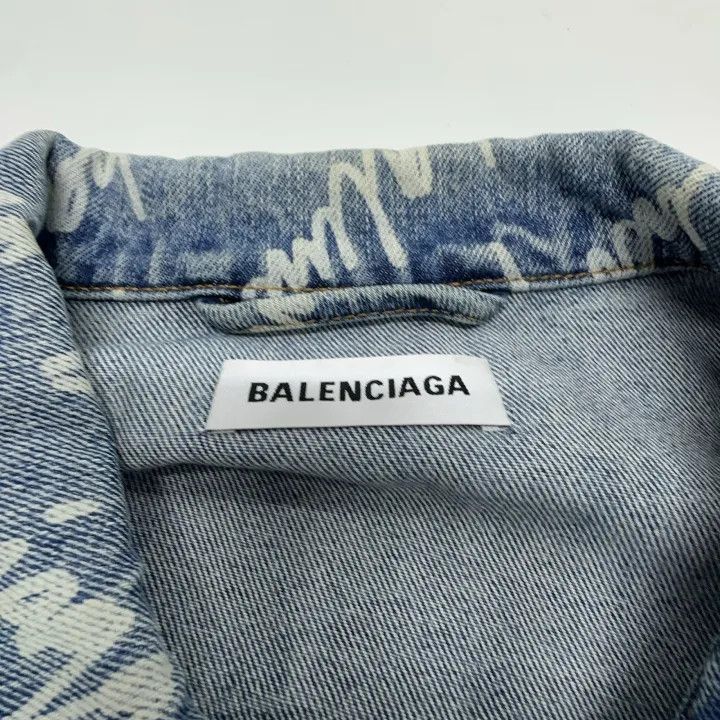 Balenciaga Balenciaga Logo Printed Denim Jacket 0079 Size S / US 4 / IT 40 - 4 Thumbnail
