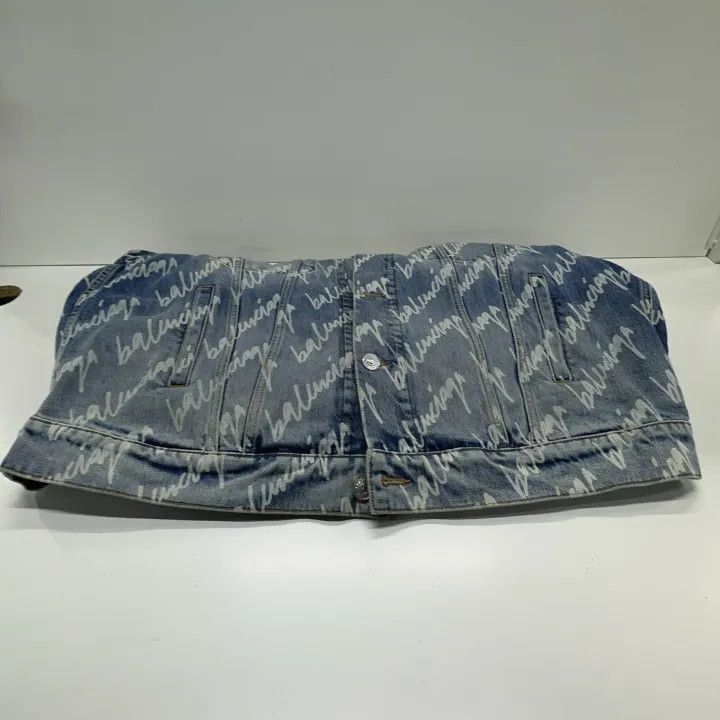 Balenciaga Balenciaga Logo Printed Denim Jacket 0079 Size S / US 4 / IT 40 - 7 Thumbnail