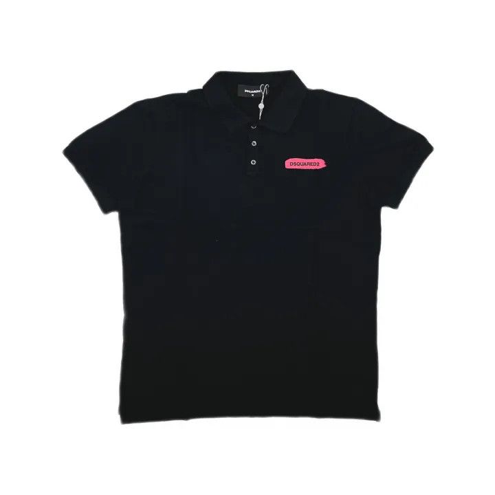 Dsquared2 DSQUARED2 Black Logo Print Short Sleeve Polo 0079 Size US M / EU 48-50 / 2 - 2 Thumbnail
