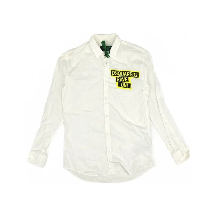 Dsquared2 DSQUARED2 White Long Sleeve Shirt with Print 0079 Size US M / EU 48-50 / 2 - 2 Thumbnail
