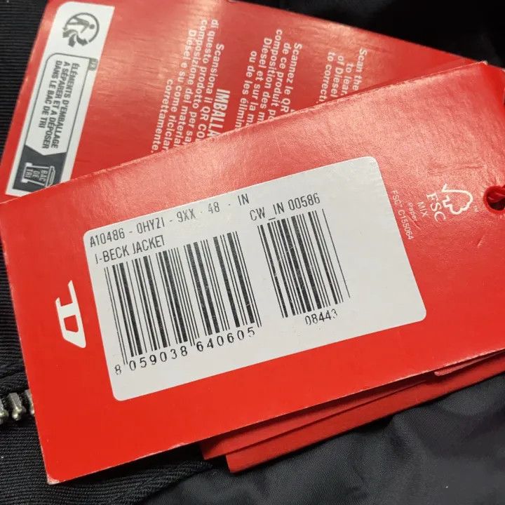 Diesel Diesel Black Zip-Up Long Sleeve Jacket 0079 Size US L / EU 52-54 / 3 - 6 Thumbnail