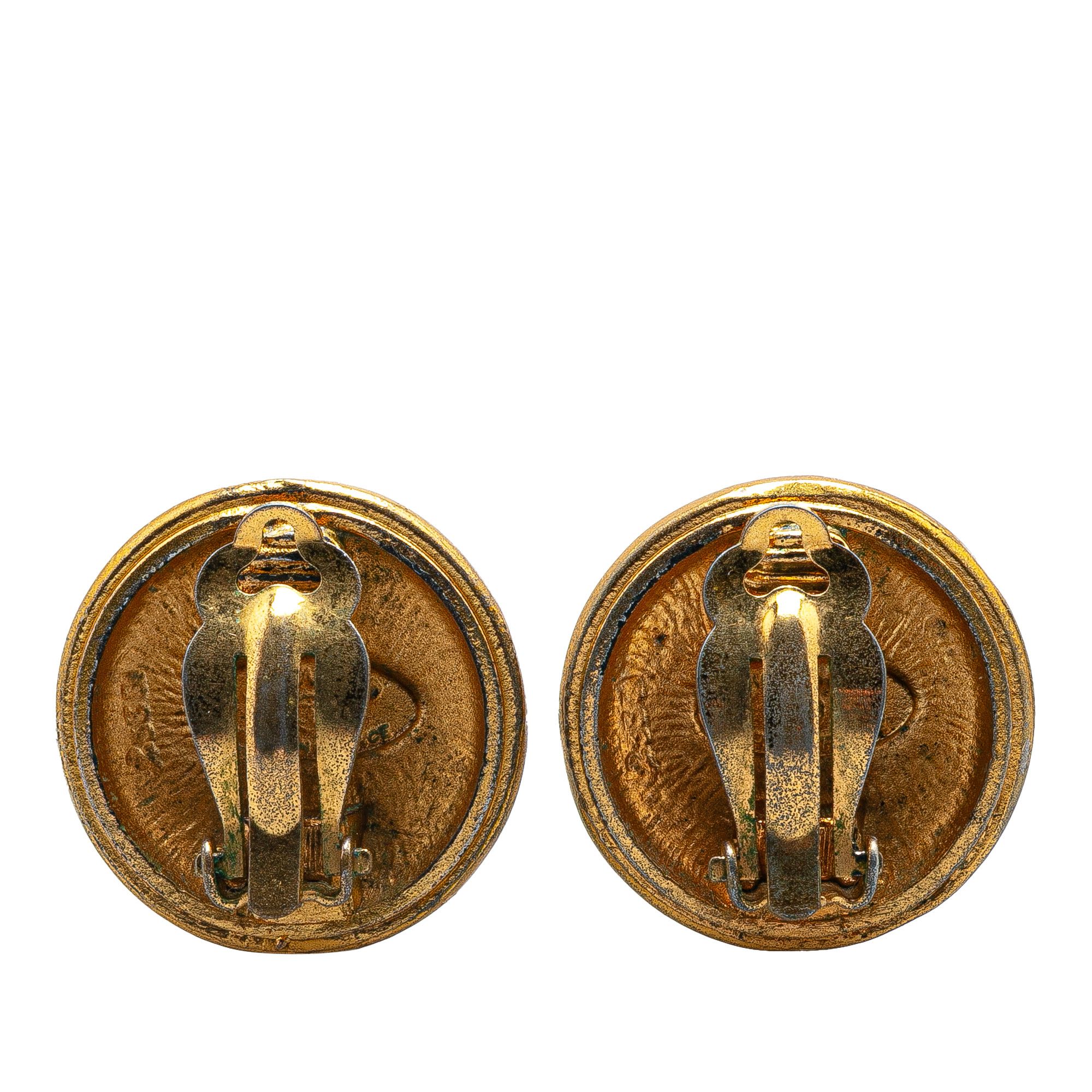 Chanel Chanel Gold Plated CC Round Clip on Earrings Size ONE SIZE - 2 Thumbnail