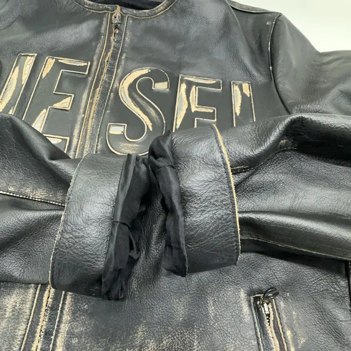 Diesel Diesel Black Zip Long Sleeve Leather Jacket 0079 Size US L / EU 52-54 / 3 - 9 Thumbnail