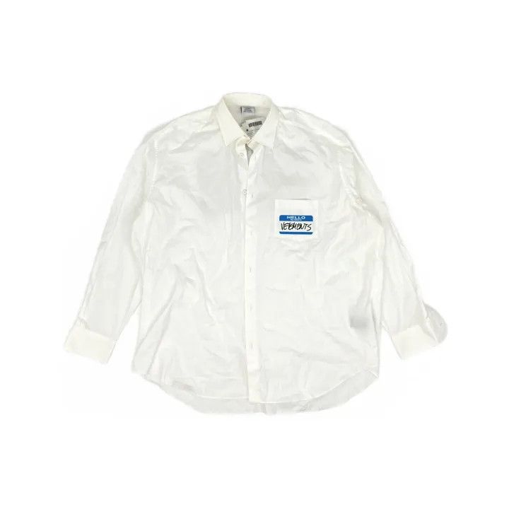 Vetements Vetements White Letter Print Long Sleeve Shirt 0079 Size US M / EU 48-50 / 2 - 2 Thumbnail