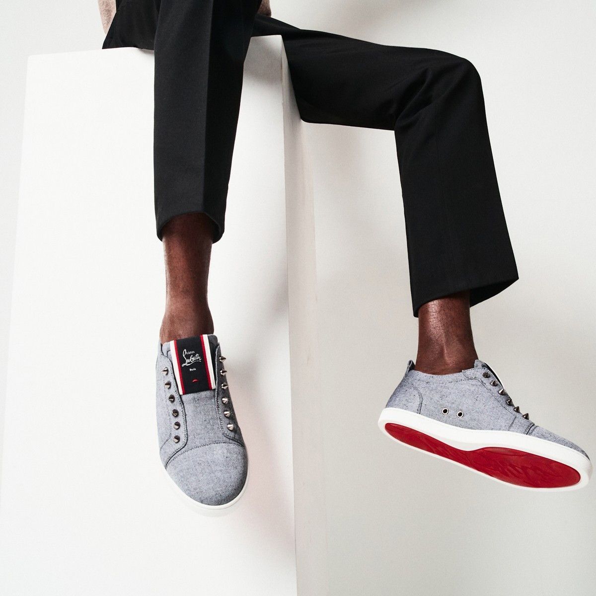 Christian Louboutin F.A.V fique a vontade linen light grey SNEAKERS Size US 7 / EU 40 - 2 Thumbnail