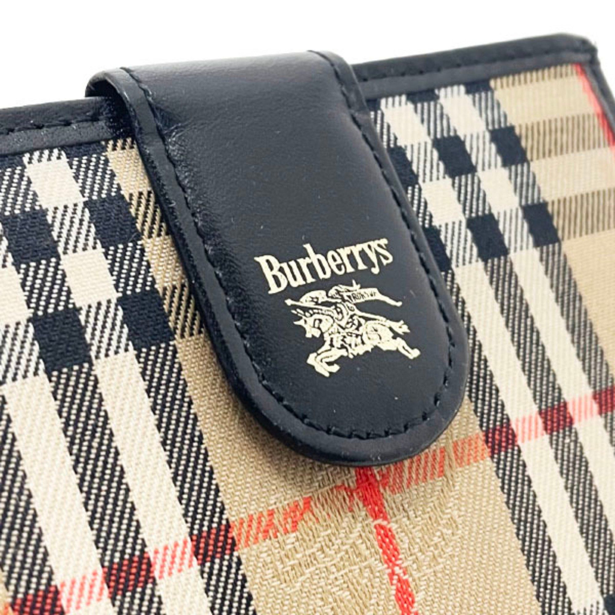 Burberry Burberry Wallet Check Canvas Leather Beige Black BURBERRY Burberrys' Burberrys Bi-fold Women's HWH-14735 Size ONE SIZE - 5 Thumbnail