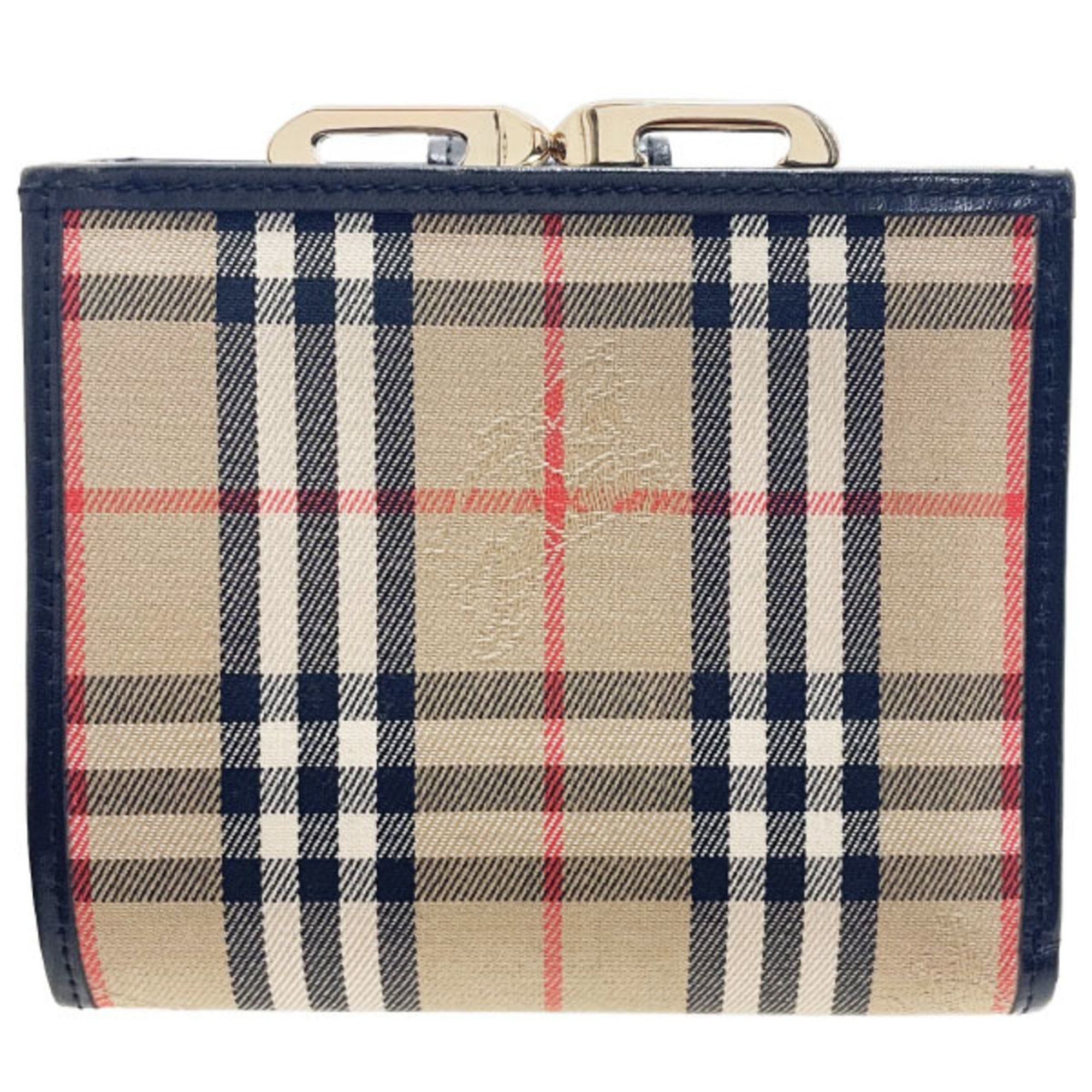 Burberry Burberry Wallet Check Canvas Leather Beige Black BURBERRY Burberrys' Burberrys Bi-fold Women's HWH-14735 Size ONE SIZE - 2 Thumbnail