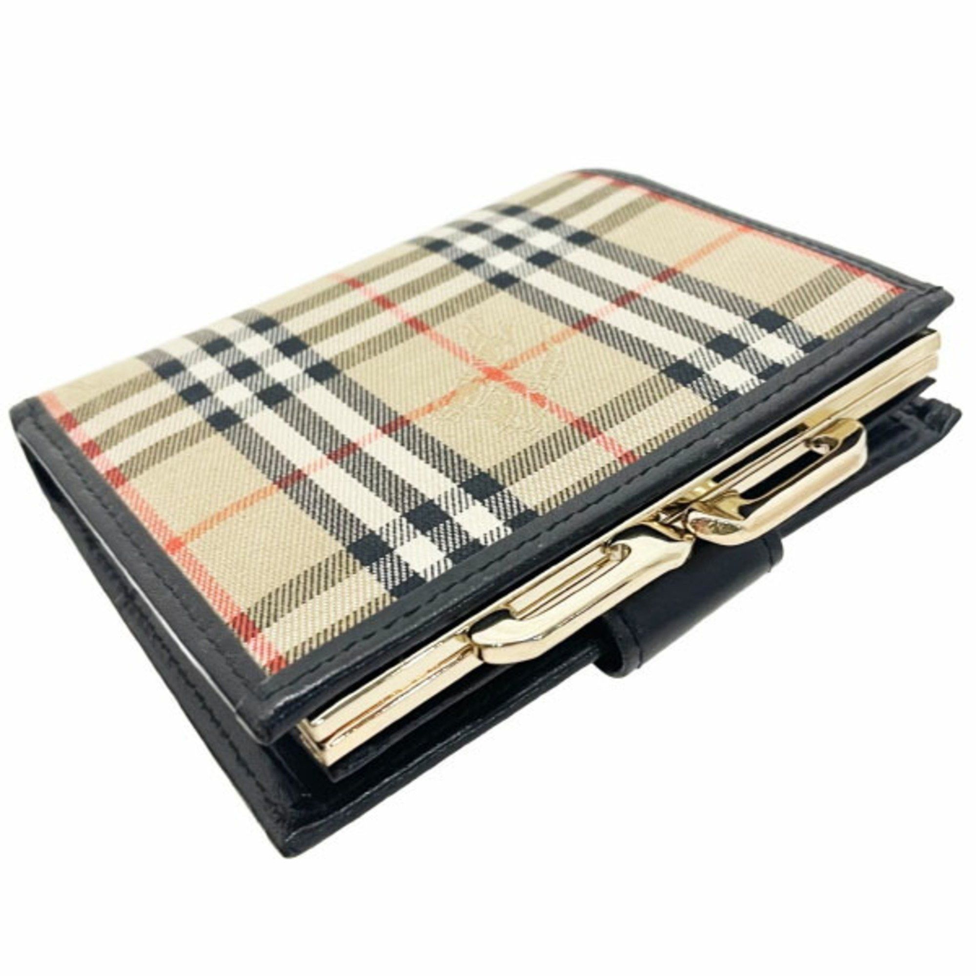 Burberry Burberry Wallet Check Canvas Leather Beige Black BURBERRY Burberrys' Burberrys Bi-fold Women's HWH-14735 Size ONE SIZE - 3 Thumbnail