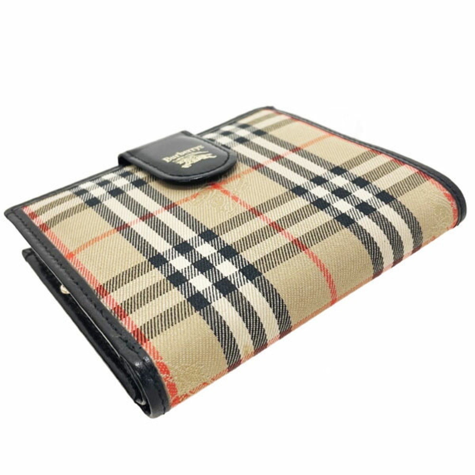 Burberry Burberry Wallet Check Canvas Leather Beige Black BURBERRY Burberrys' Burberrys Bi-fold Women's HWH-14735 Size ONE SIZE - 4 Thumbnail
