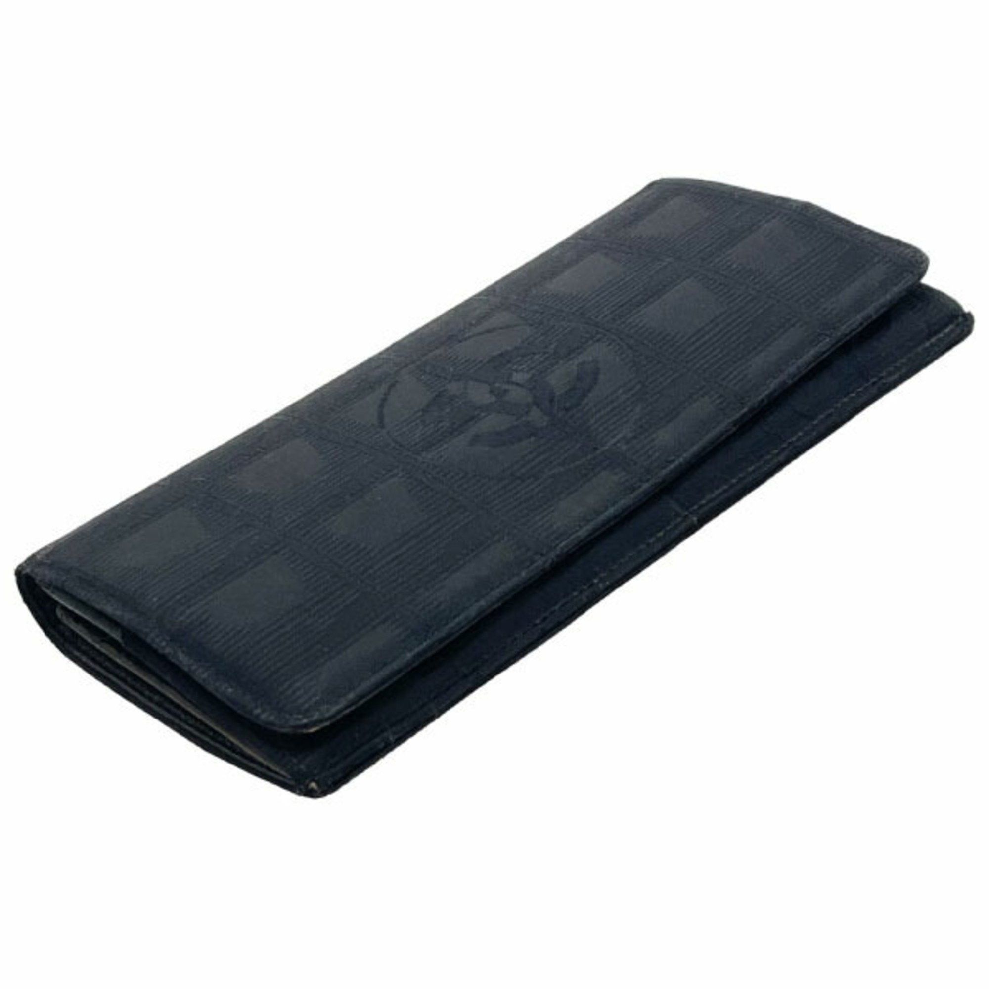 Chanel Chanel Long Wallet New Travel Line Bi-fold Nylon Jacquard Black A15788 CHANEL CC Coco Mark MM-15234 Size ONE SIZE - 4 Thumbnail