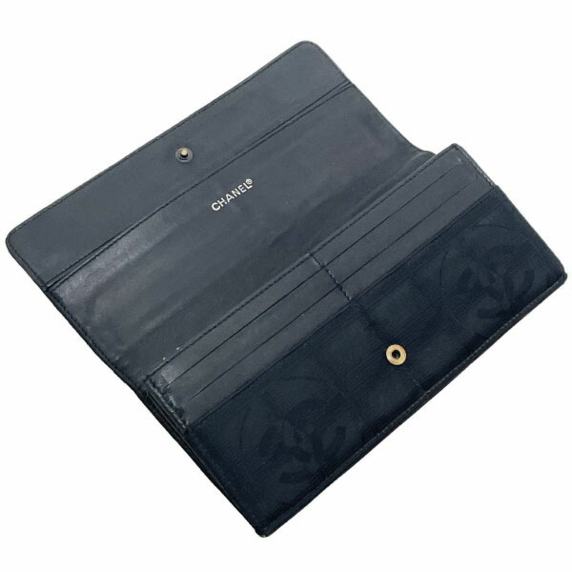 Chanel Chanel Long Wallet New Travel Line Bi-fold Nylon Jacquard Black A15788 CHANEL CC Coco Mark MM-15234 Size ONE SIZE - 6 Thumbnail