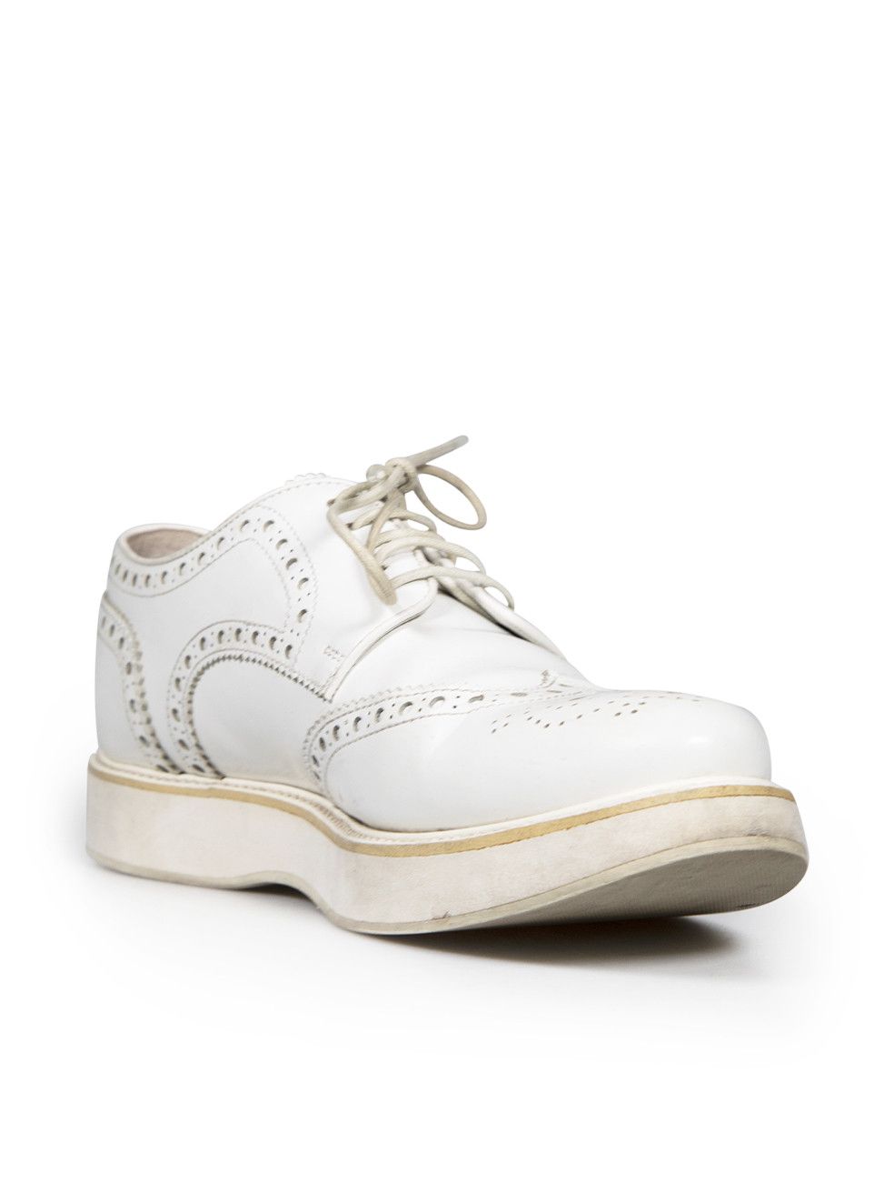 Church's White Leather Perforated Lace-Up Brogues Size US 8.5 / IT 38.5 - 2 Thumbnail