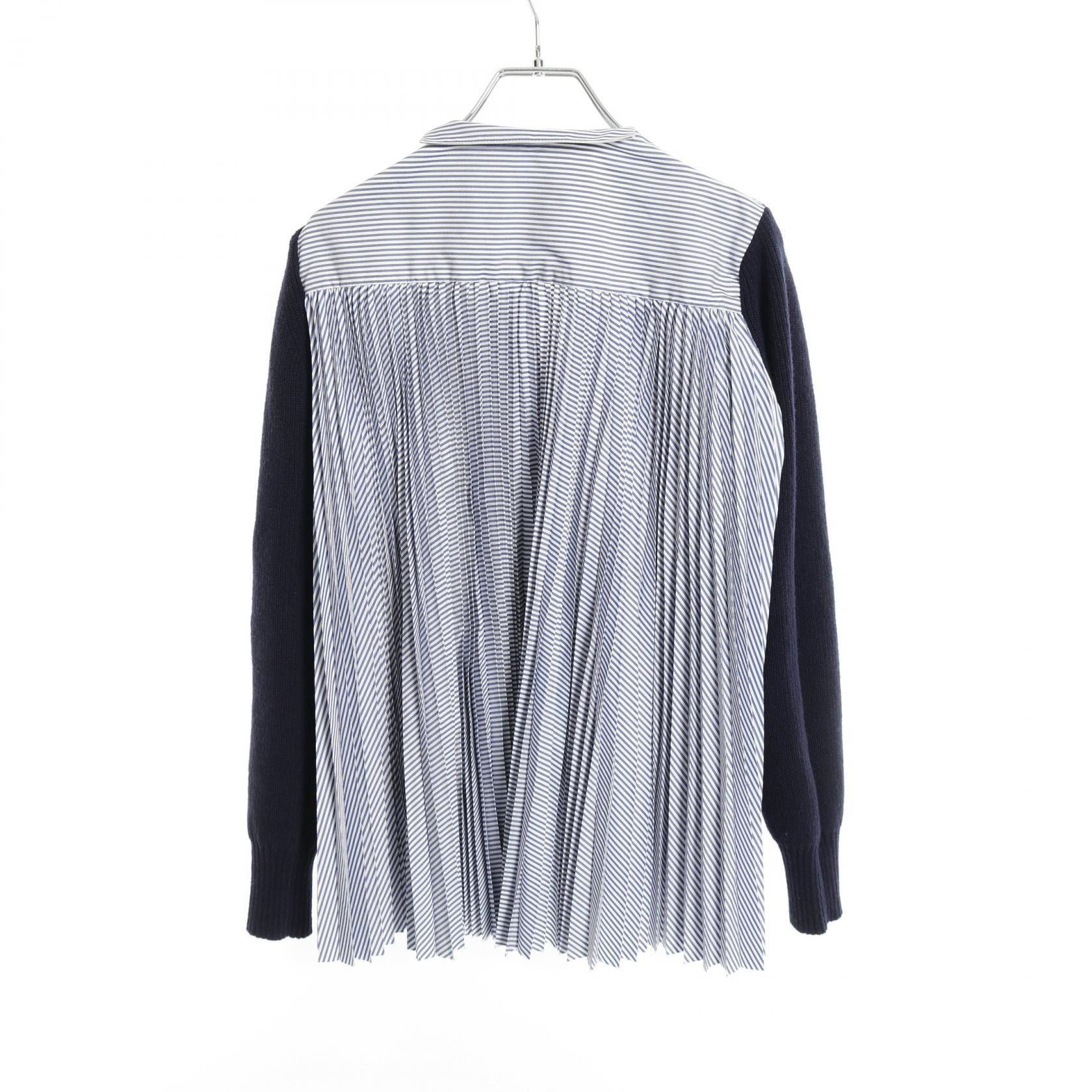 Sacai Sacai Sacai Stripe Pleats Shirt Wool Cotton Top Cotton Tops SCW-045 Size ONE SIZE - 2 Thumbnail