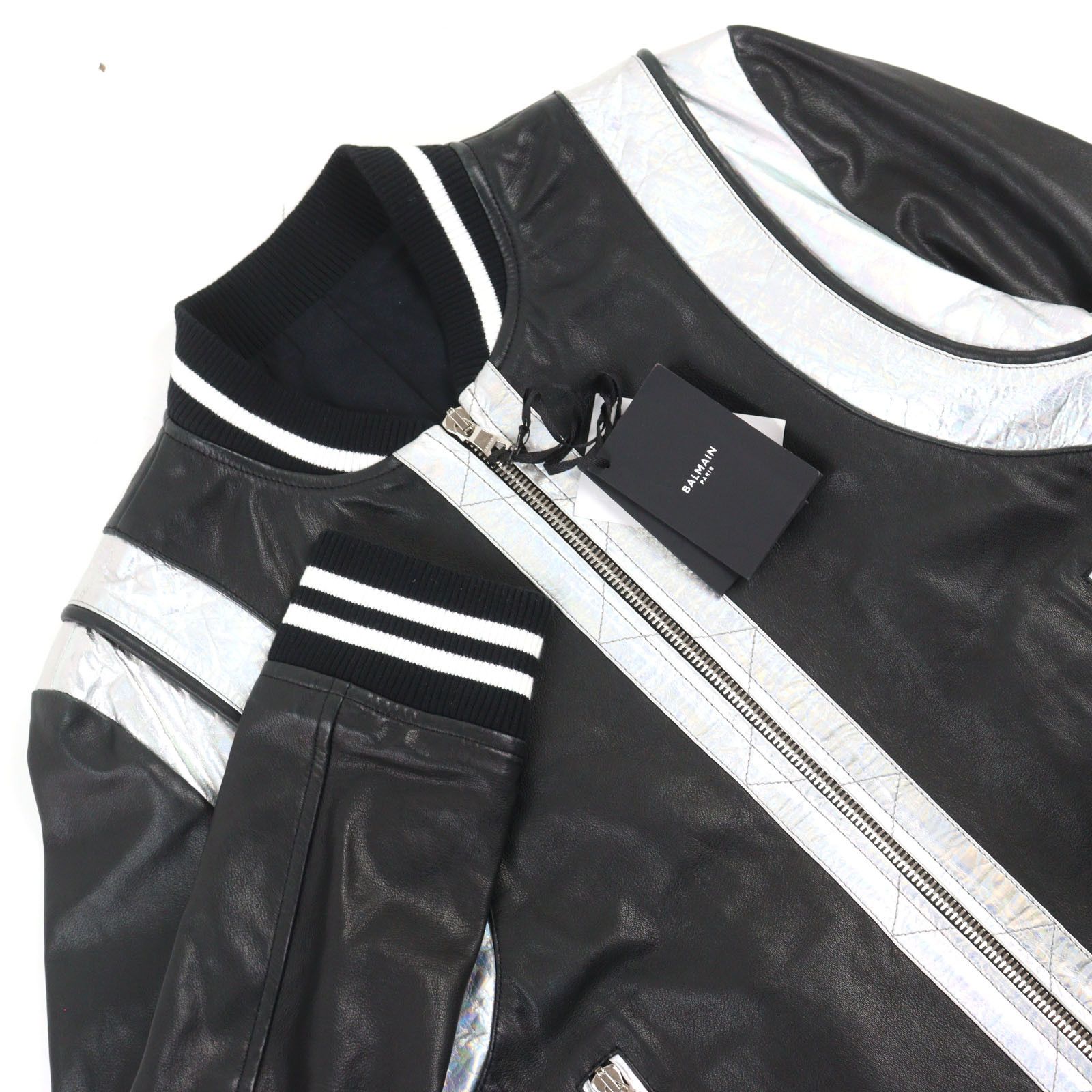 Other Other Balmain Bomber Jacket Lambskin Varsity Jacket Leather Outerwear Size ONE SIZE - 2 Thumbnail