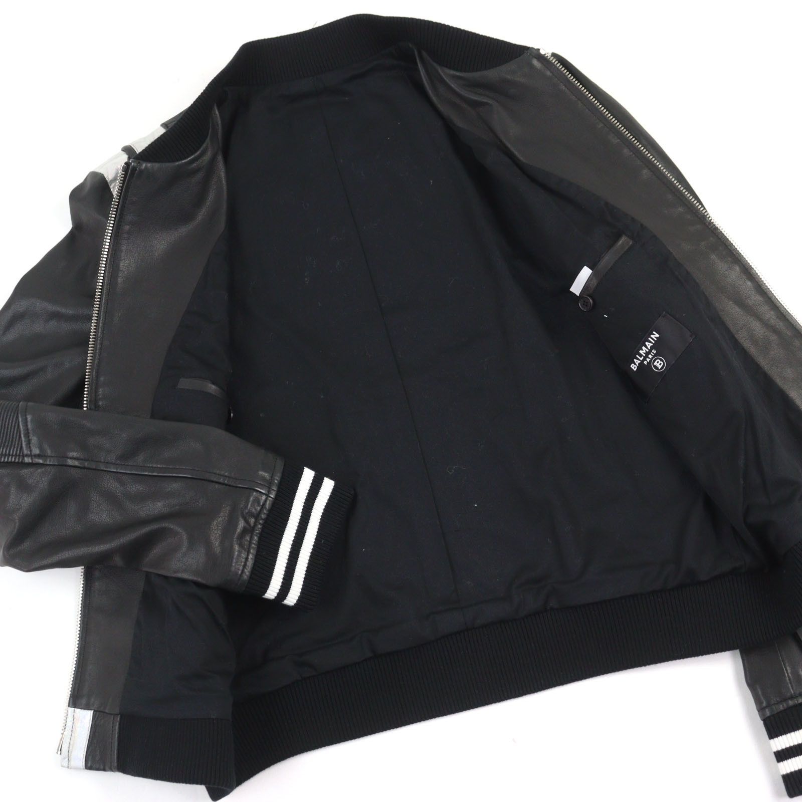 Other Other Balmain Bomber Jacket Lambskin Varsity Jacket Leather Outerwear Size ONE SIZE - 3 Thumbnail