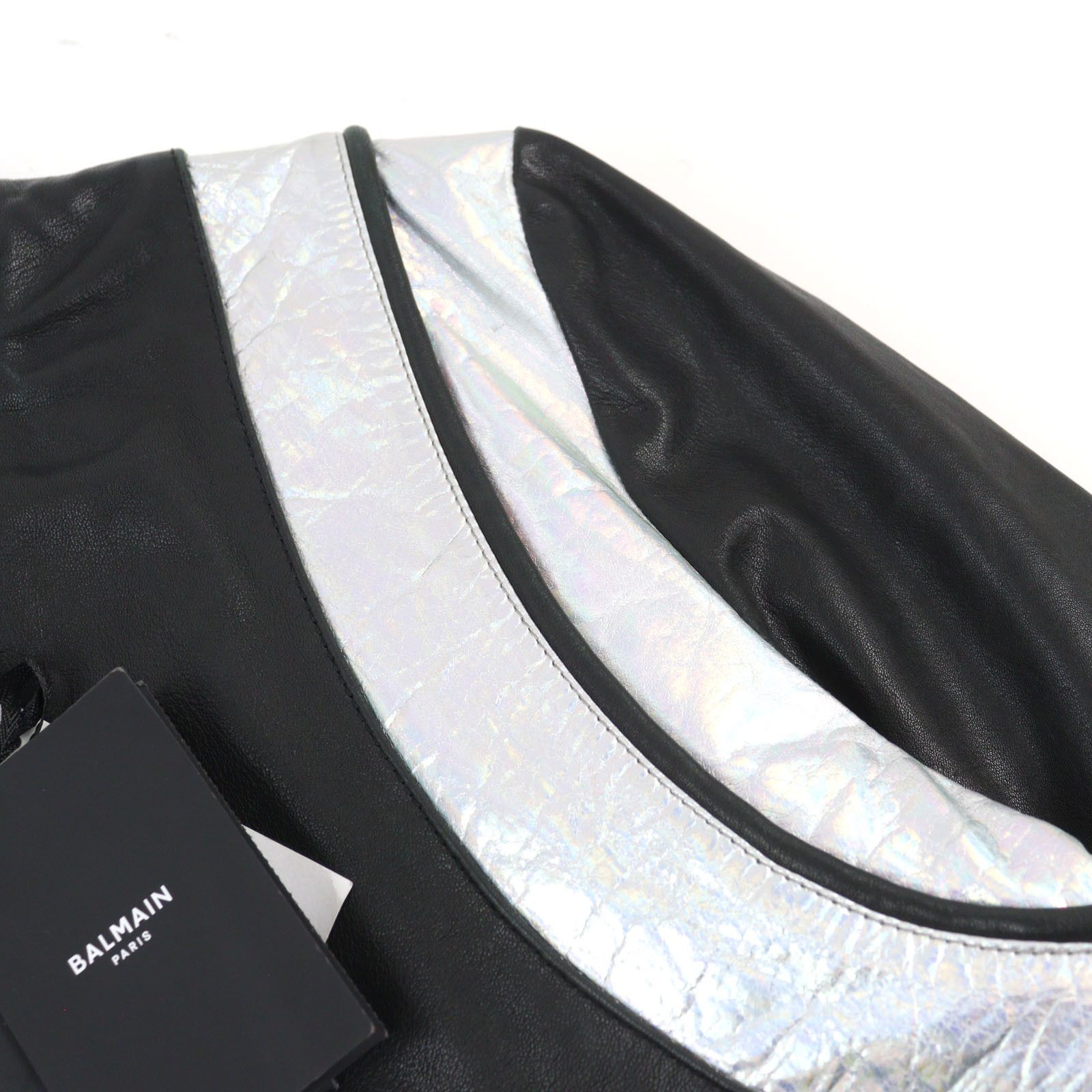 Other Other Balmain Bomber Jacket Lambskin Varsity Jacket Leather Outerwear Size ONE SIZE - 7 Thumbnail