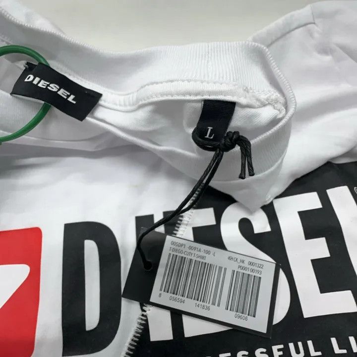 Diesel Diesel Men's Logo Print White T-Shirt 0079 Size US L / EU 52-54 / 3 - 4 Thumbnail