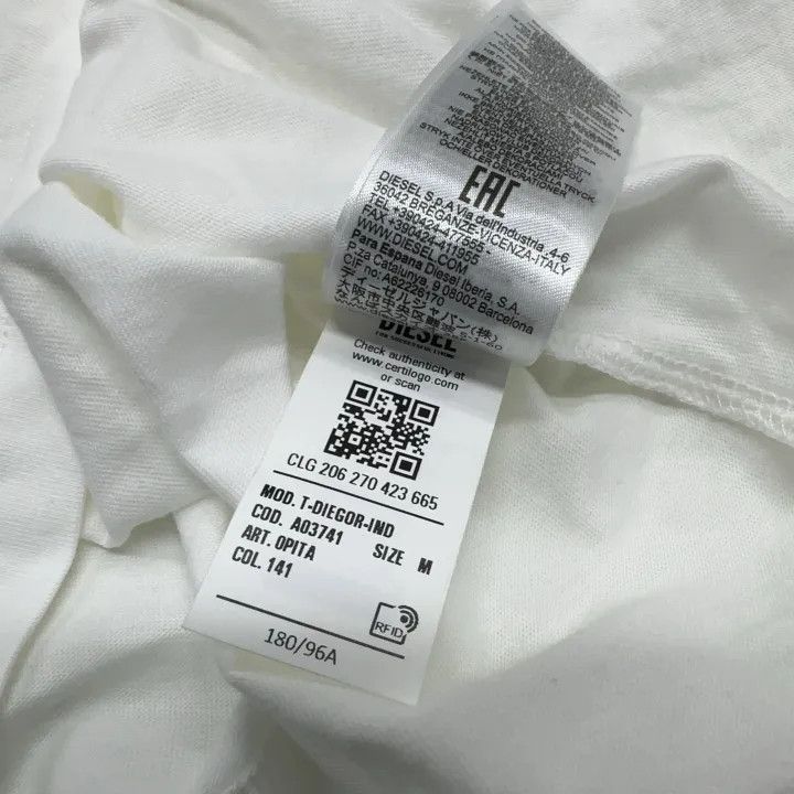 Diesel Diesel Short Sleeve Printed White T-Shirt 0079 Size US M / EU 48-50 / 2 - 6 Thumbnail