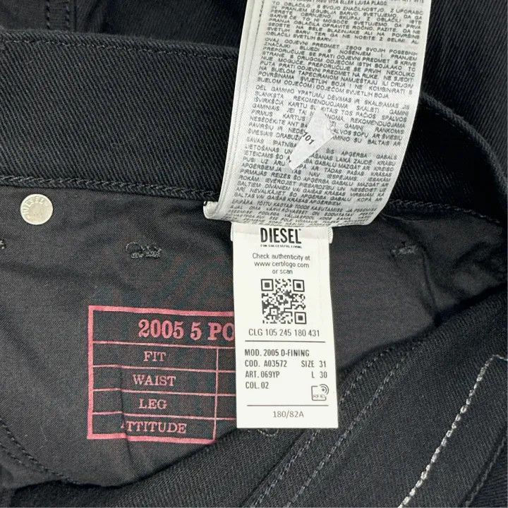 Diesel Diesel D-Fining Black Slim Fit Jeans for Men 0079 Size US 31 - 3 Thumbnail
