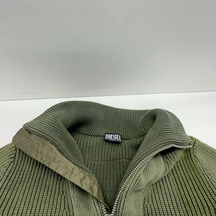 Diesel Diesel Military Green Knit Zip-Up Sweater 0079 Size US XS / EU 42 / 0 - 6 Thumbnail