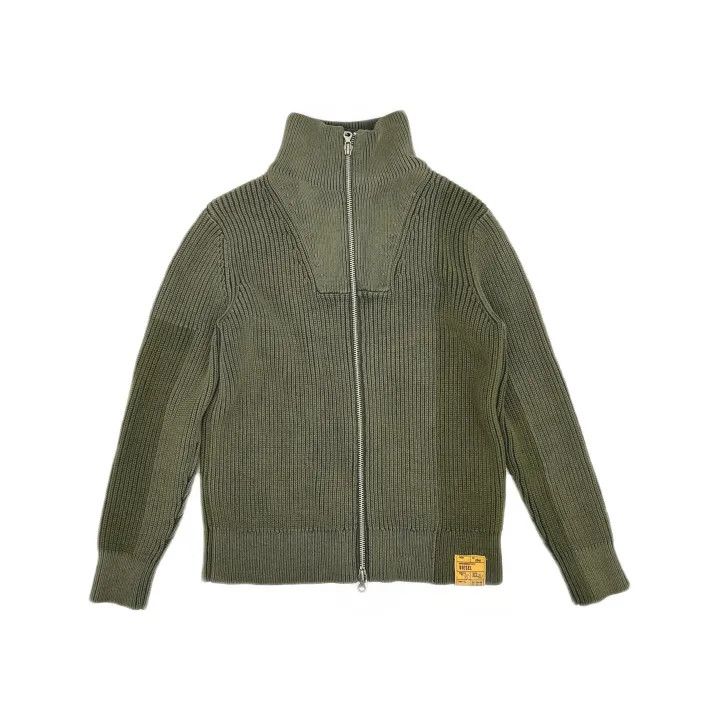 Diesel Diesel Military Green Knit Zip-Up Sweater 0079 Size US XS / EU 42 / 0 - 2 Thumbnail