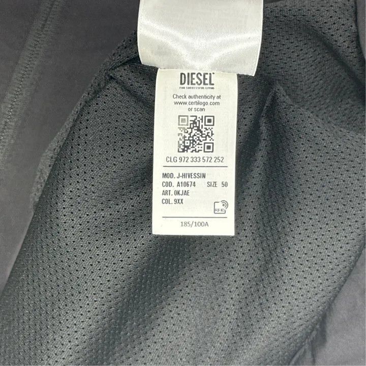 Diesel Diesel Black Zip-Up Hooded Jacket for Men 0079 Size US L / EU 52-54 / 3 - 2 Thumbnail