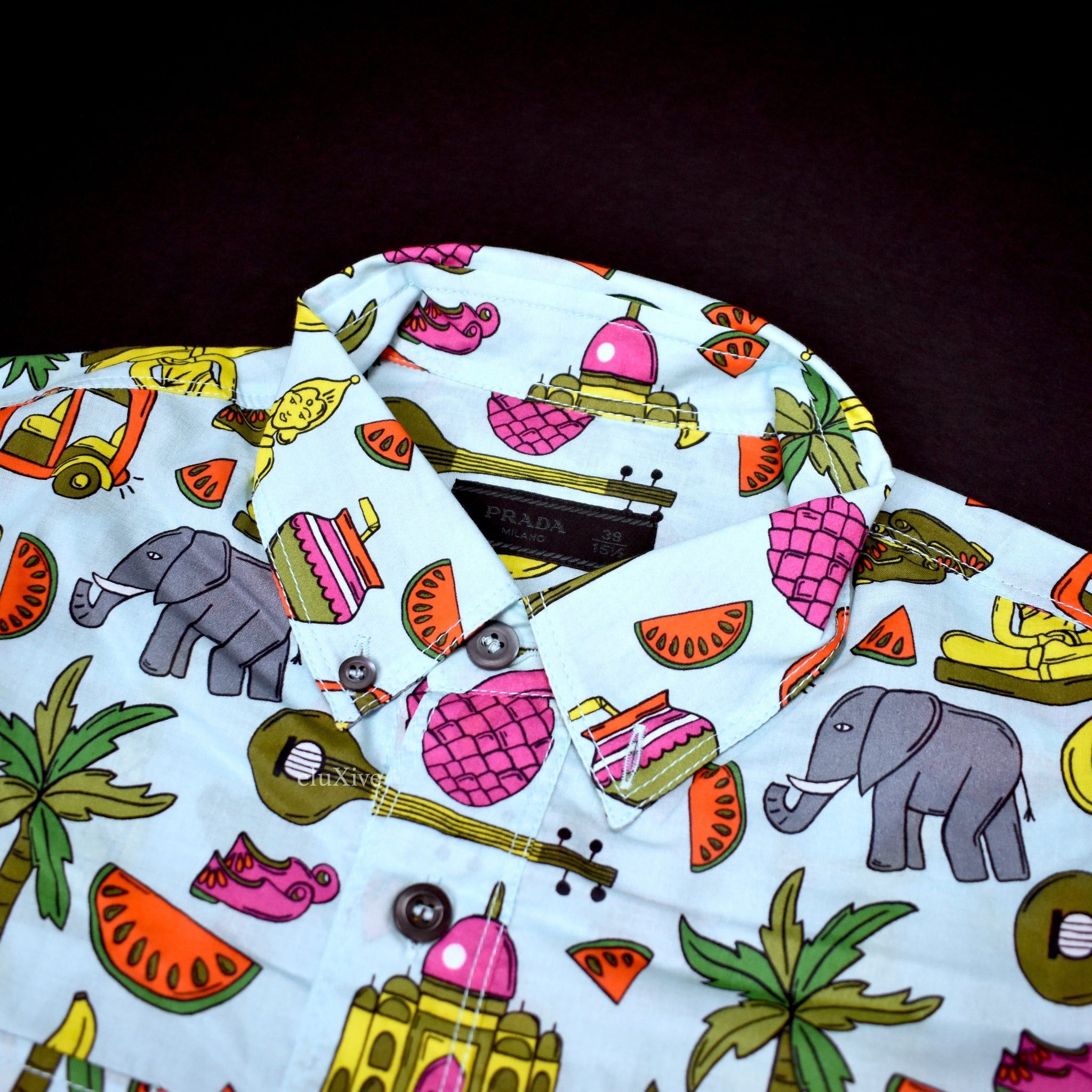Prada PRADA Button Down Souvenir Shirt Allover Print India Size US L / EU 52-54 / 3 - 4 Thumbnail