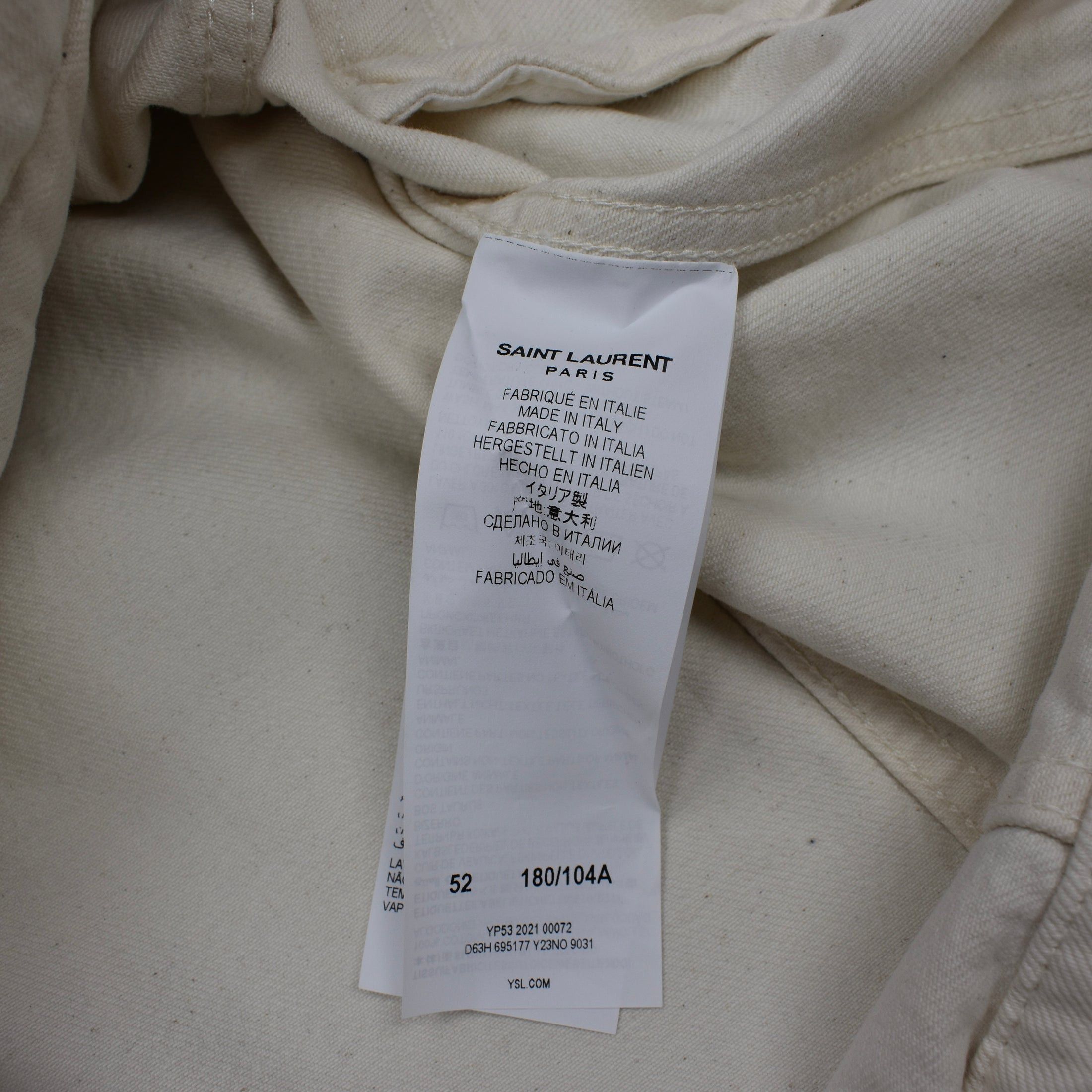 Saint Laurent Paris Saint Laurent Cream White Denim Trucker Jacket Size US L / EU 52-54 / 3 - 7 Thumbnail